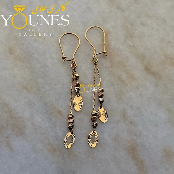 گوشواره طلا عصایی بیضی تراش دار